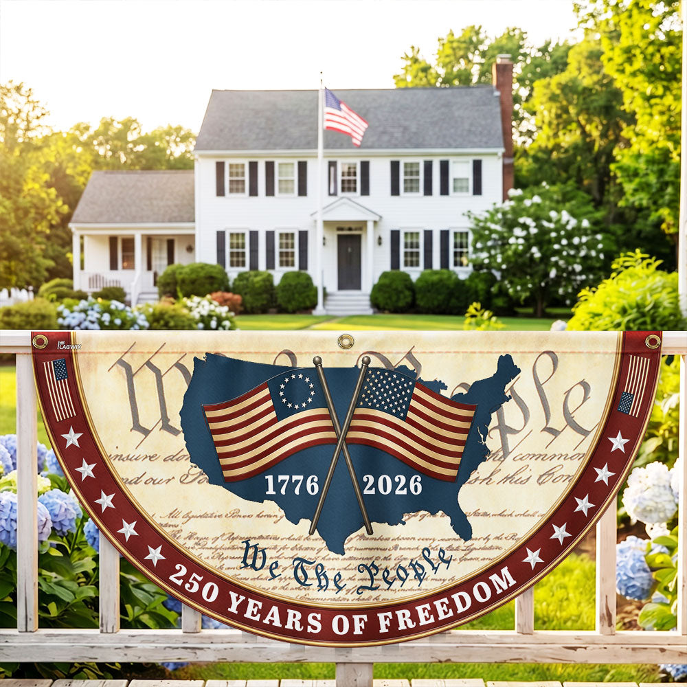Patriotic Non-Pleated Fan Flag 1776 2026 American Flag Decor
