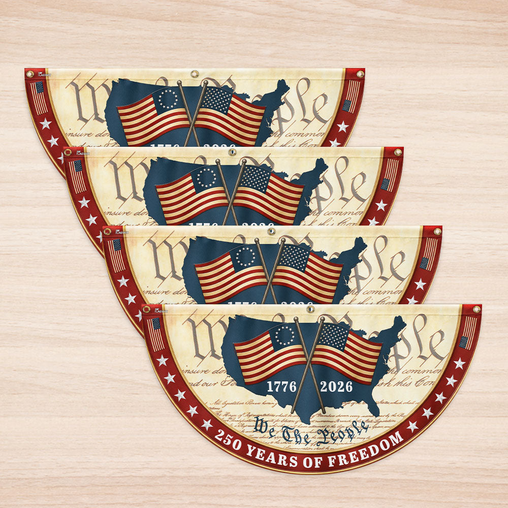 Patriotic Non-Pleated Fan Flag 1776 2026 American Flag Decor