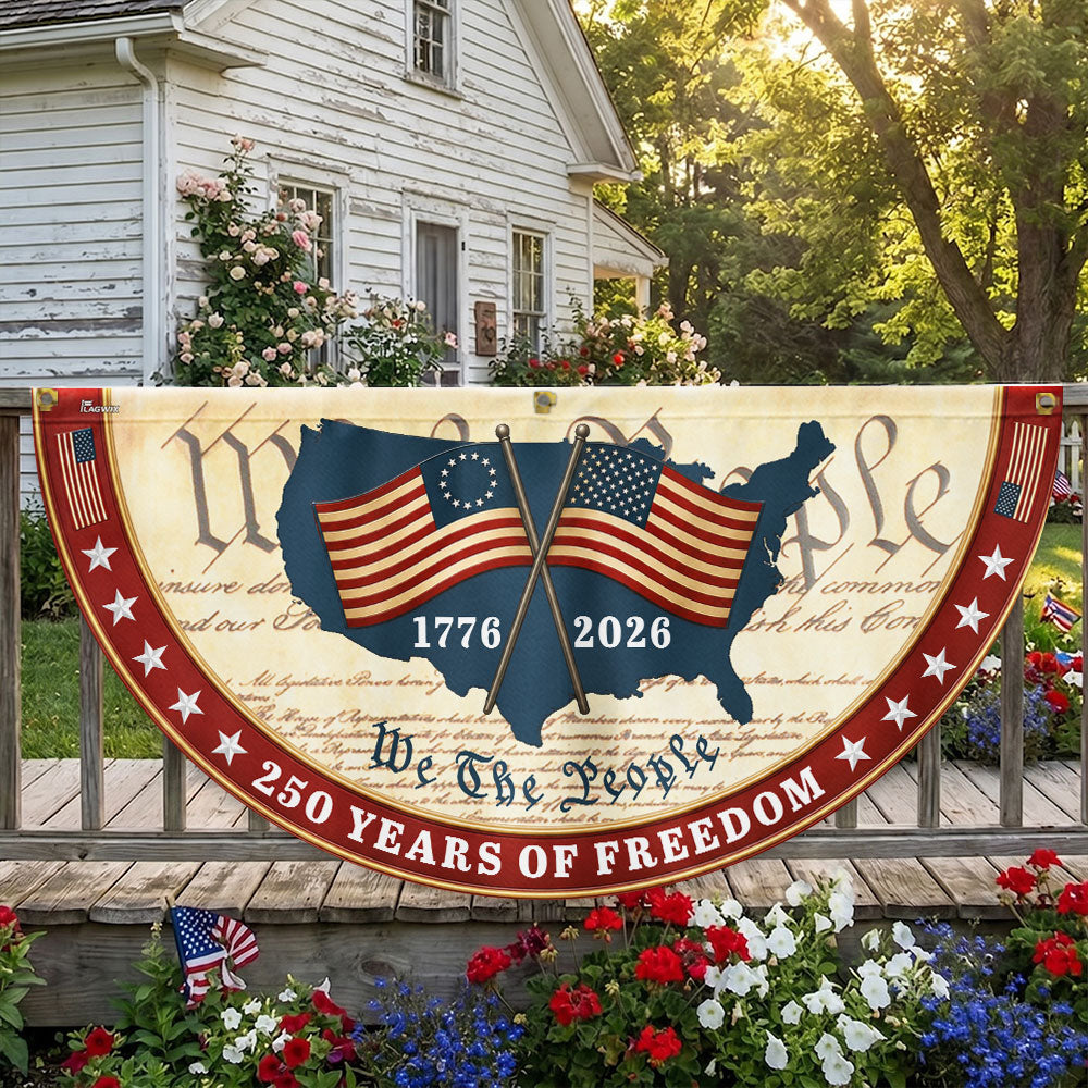 Patriotic Non-Pleated Fan Flag 1776 2026 American Flag Decor