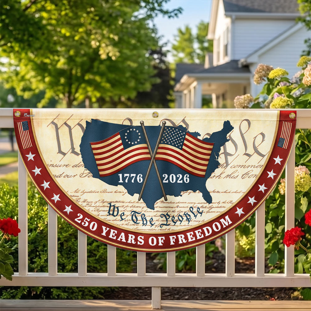 Patriotic Non-Pleated Fan Flag 1776 2026 American Flag Decor