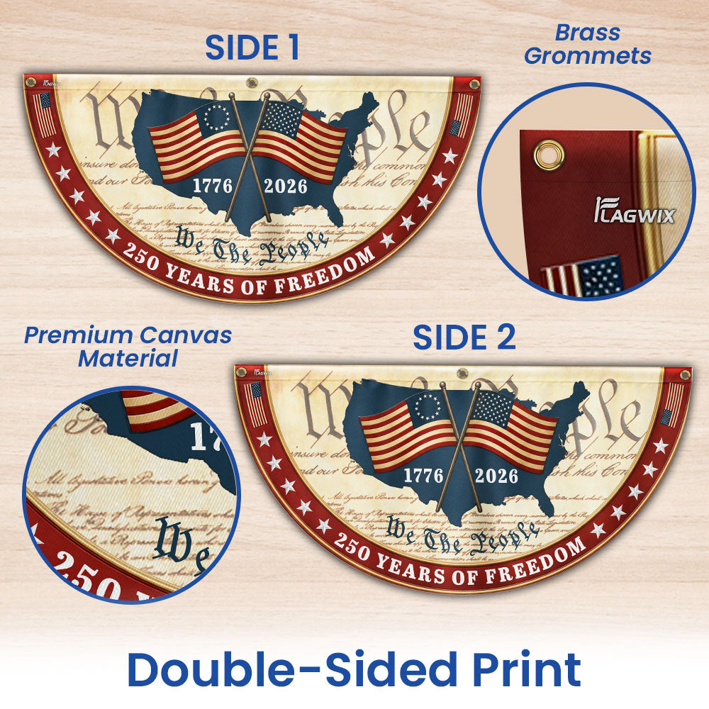 Patriotic Non-Pleated Fan Flag 1776 2026 American Flag Decor