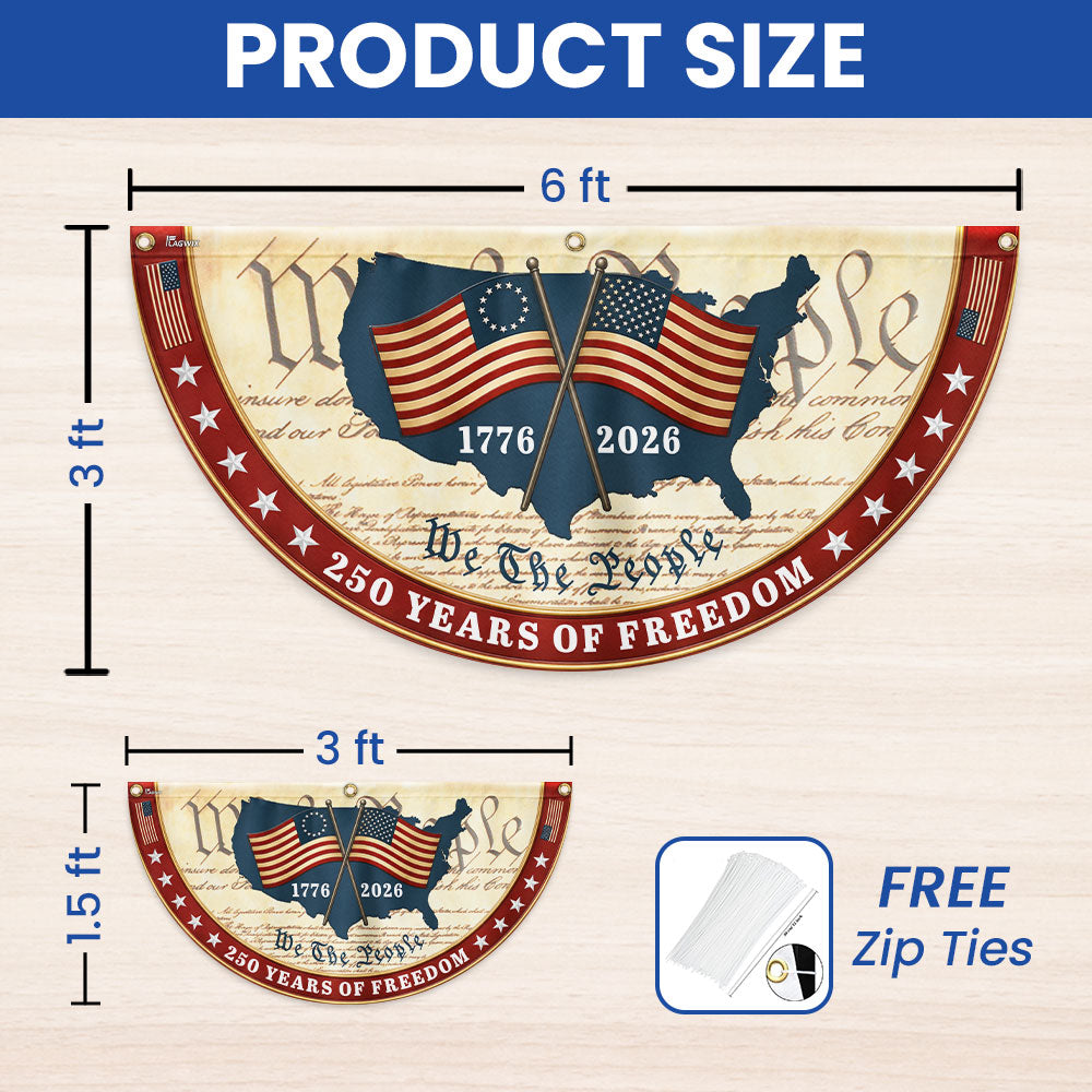 Patriotic Non-Pleated Fan Flag 1776 2026 American Flag Decor