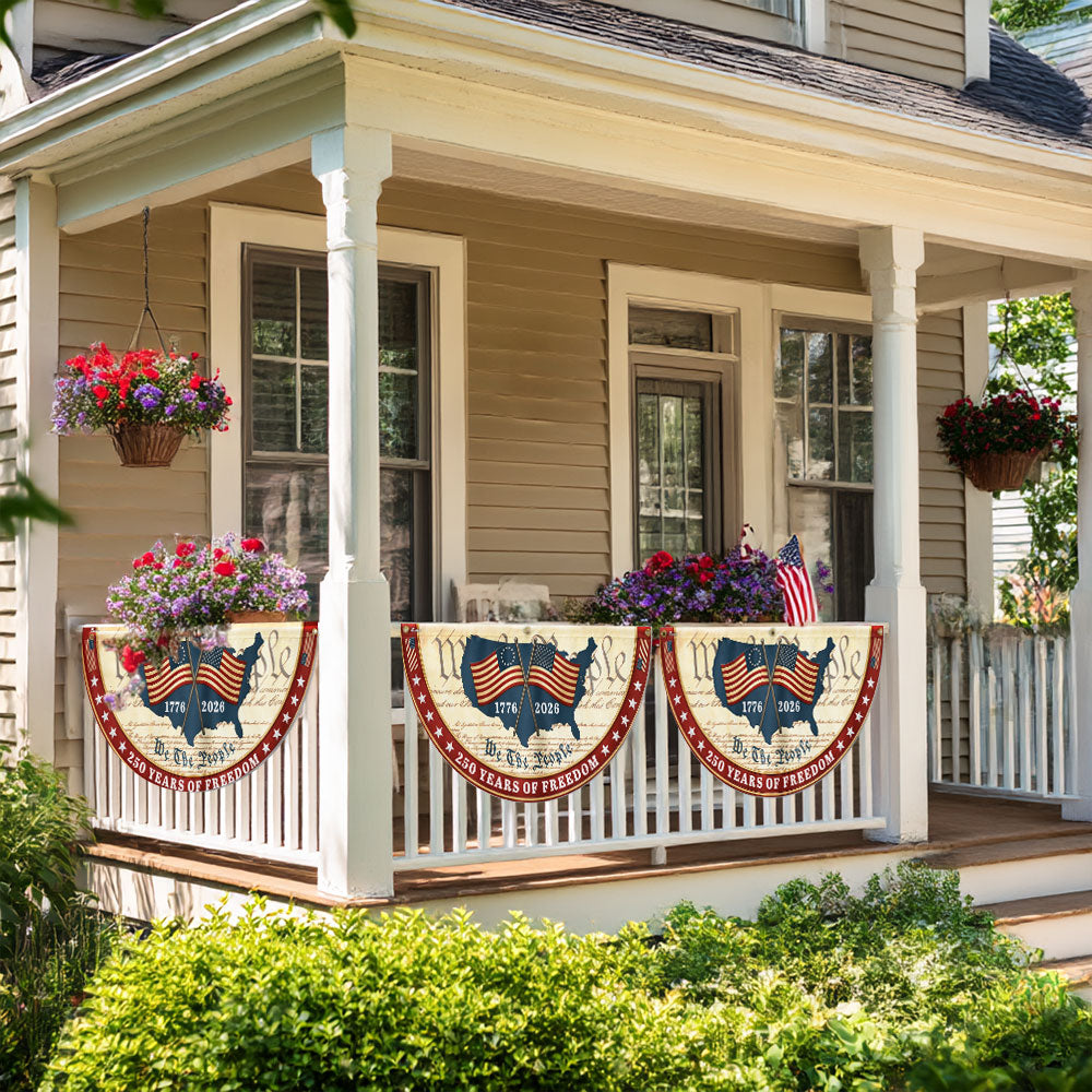 Patriotic Non-Pleated Fan Flag 1776 2026 American Flag Decor