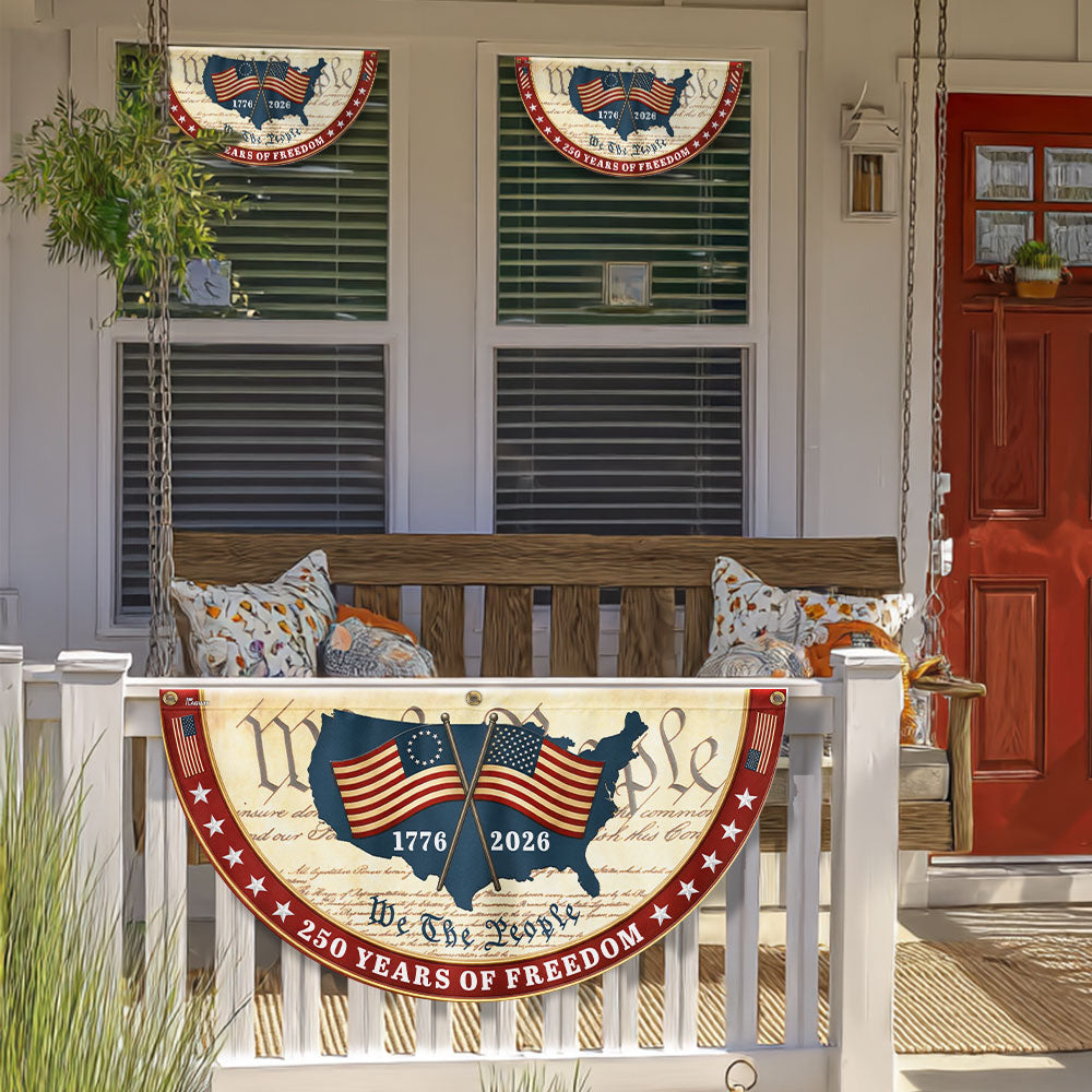 Patriotic Non-Pleated Fan Flag 1776 2026 American Flag Decor