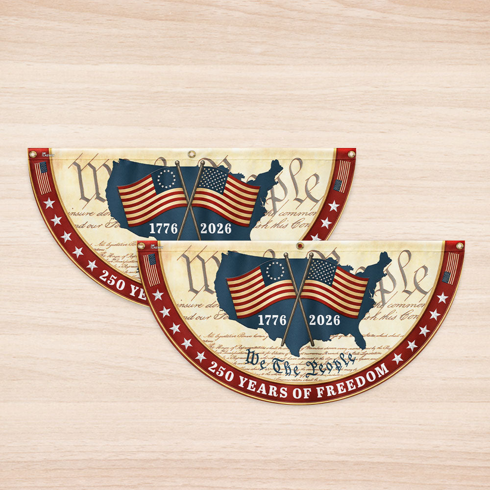 Patriotic Non-Pleated Fan Flag 1776 2026 American Flag Decor