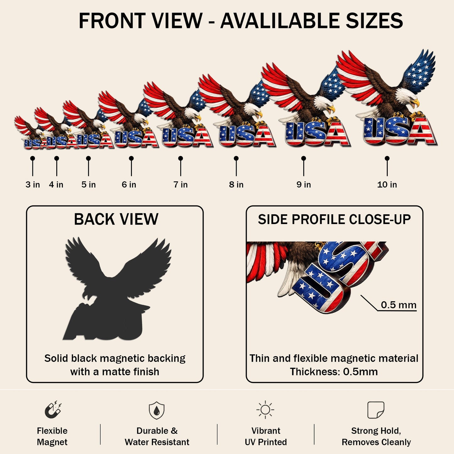 Bald Eagle American Patriotic Car Magnet for 250th Anniversary