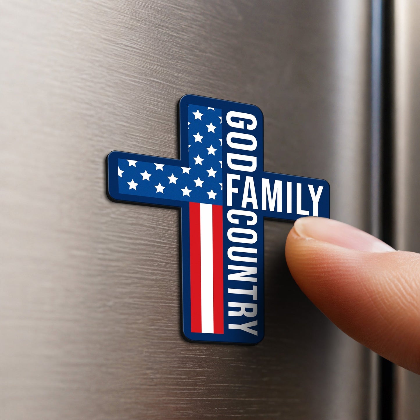 Patriotic Cross God Family Car Magnet - Custom Vinyl Magnet for Faith and Family