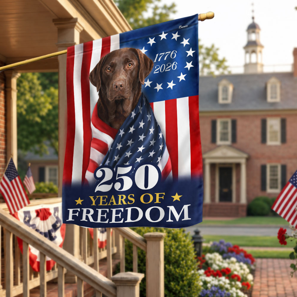 Patriotic Chocolate Labrador Retriever Garden Flag