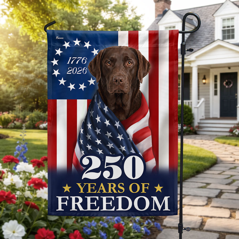 Patriotic Chocolate Labrador Retriever Garden Flag