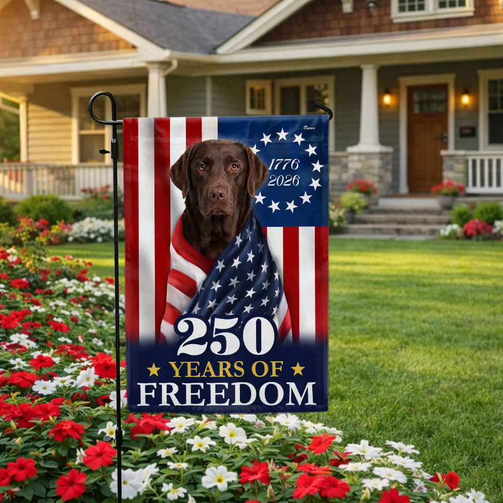 Patriotic Chocolate Labrador Retriever Garden Flag