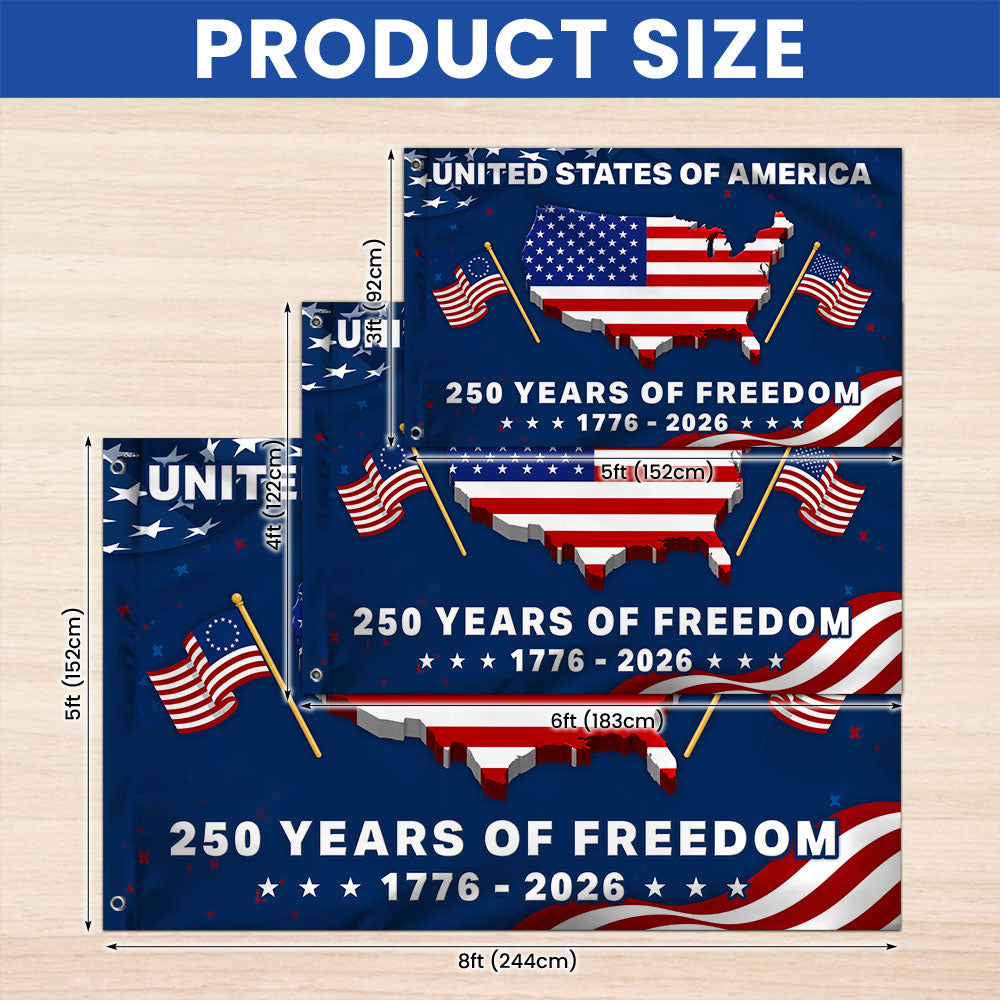 250th Anniversary United States Grommet Flag - Custom Canvas Decor