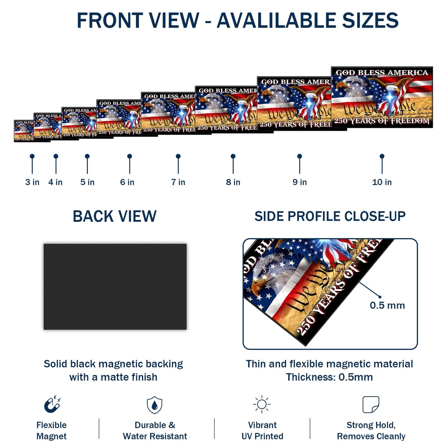 250 Years of Freedom Flag Car Magnet Custom Vinyl Sticker