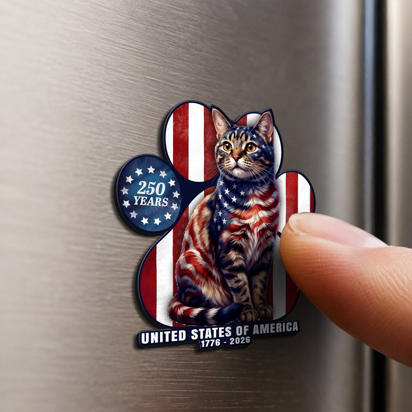 Patriotic American Cat Car Magnet 250 Years 1776-2026 Custom Vinyl Sticker