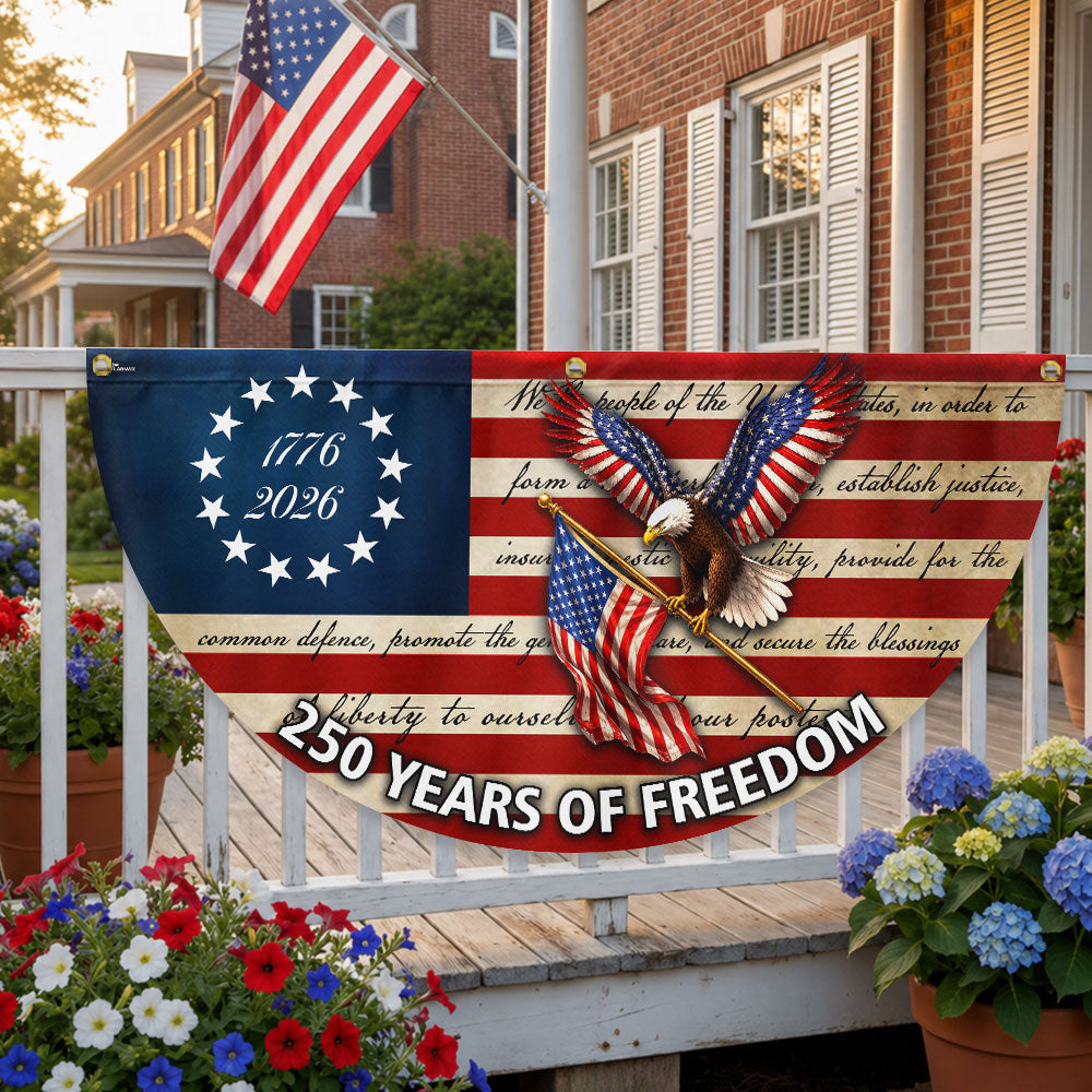 250 Years of Freedom Eagle Fan Flag - Patriotic 1776 2026 Canvas Decor