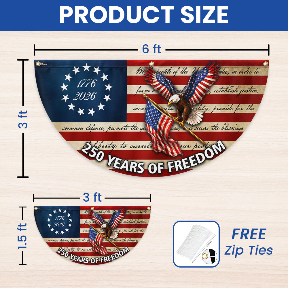 250 Years of Freedom Eagle Fan Flag - Patriotic 1776 2026 Canvas Decor