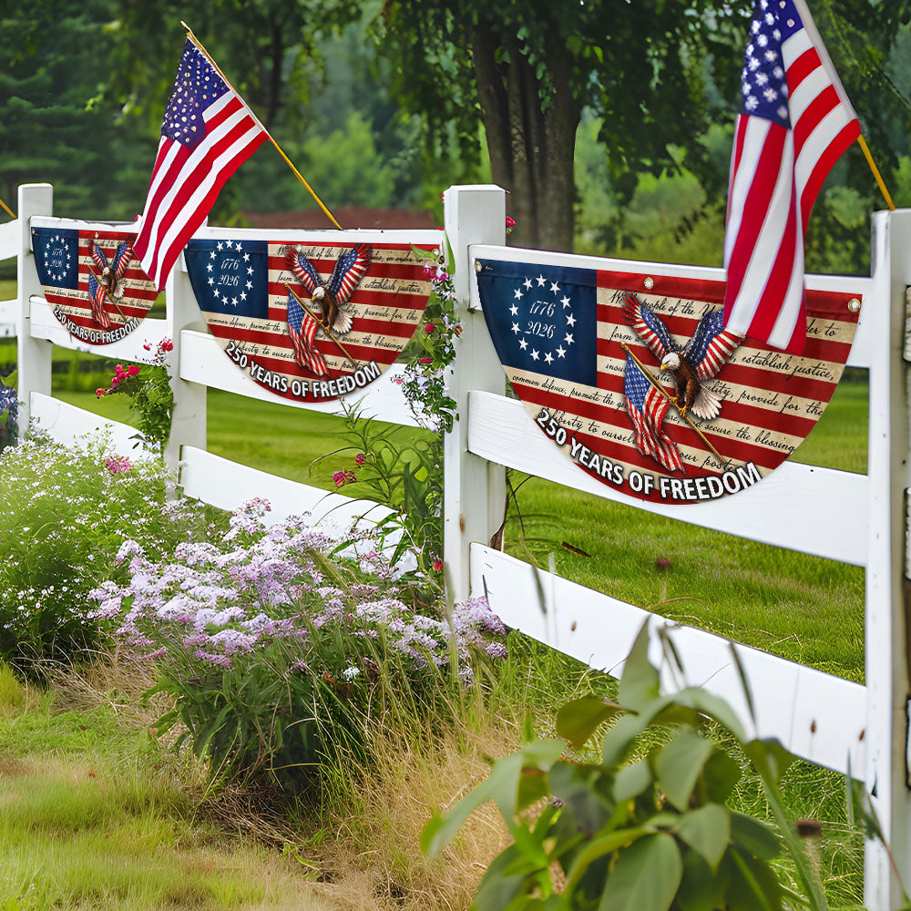 250 Years of Freedom Eagle Fan Flag - Patriotic 1776 2026 Canvas Decor