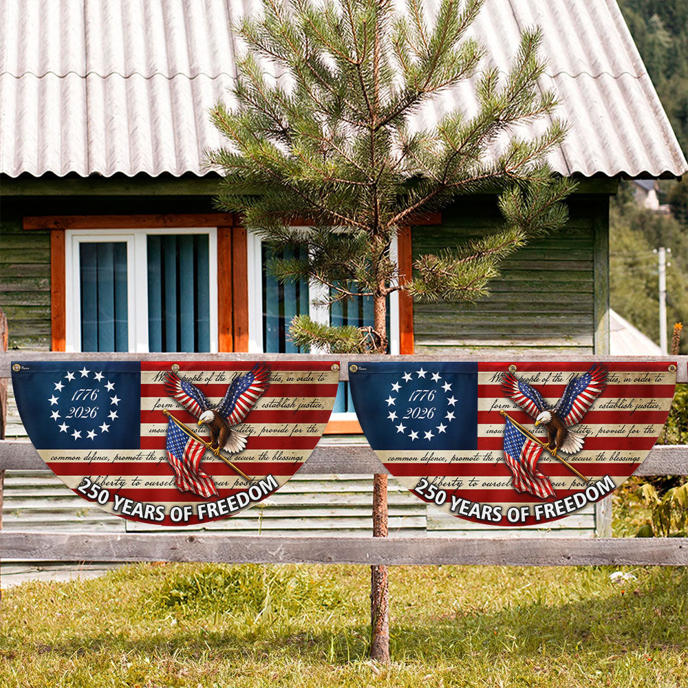 250 Years of Freedom Eagle Fan Flag - Patriotic 1776 2026 Canvas Decor