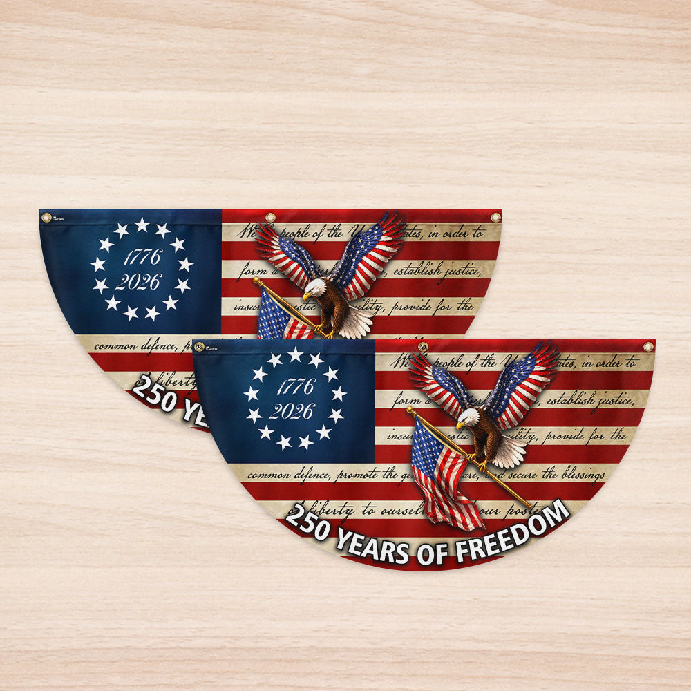 250 Years of Freedom Eagle Fan Flag - Patriotic 1776 2026 Canvas Decor