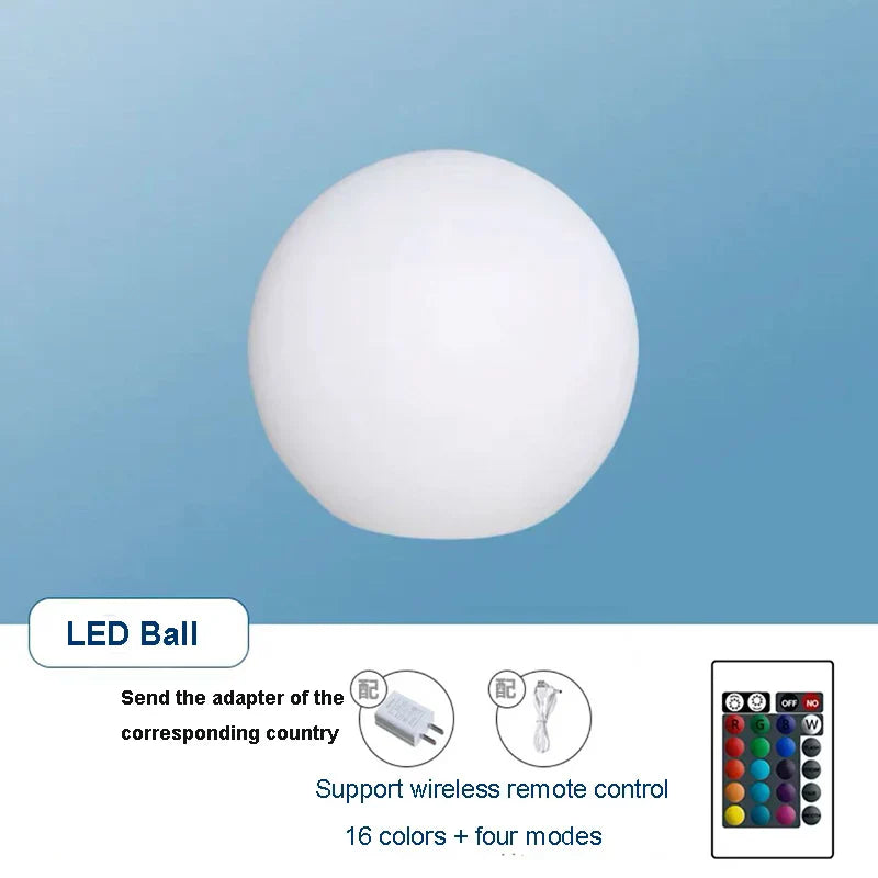 Rechargeable Waterproof LED Ball Lamp with Remote Control