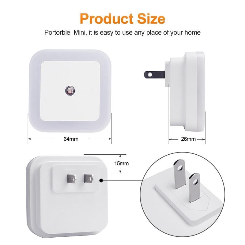 LED Night Light with Light Sensor and US/EU Plug, Energy Saving Lamp for Kids and Bedrooms