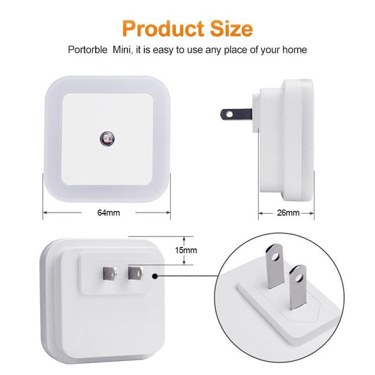 LED Night Light with Light Sensor and US/EU Plug, Energy Saving Lamp for Kids and Bedrooms