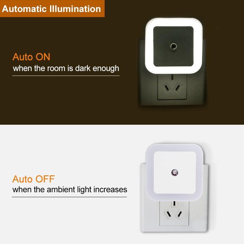 LED Night Light with Light Sensor and US/EU Plug, Energy Saving Lamp for Kids and Bedrooms