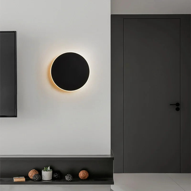 Minimalist LED Wall Light - Modern Circular Design, Energy-Efficient, Touch/Induction Options