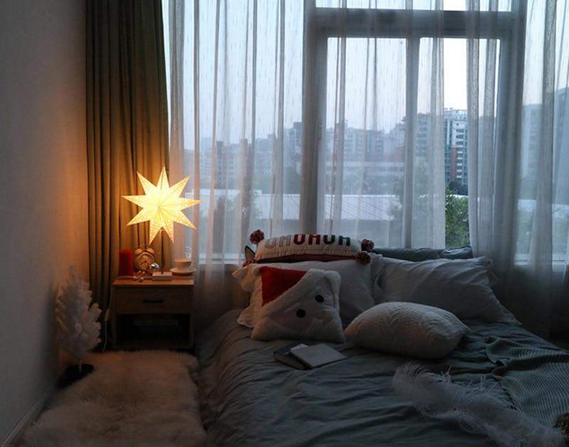 LED Star Table Lamp with Wooden Base - Warm Ambient Light for Bedroom and Living Room