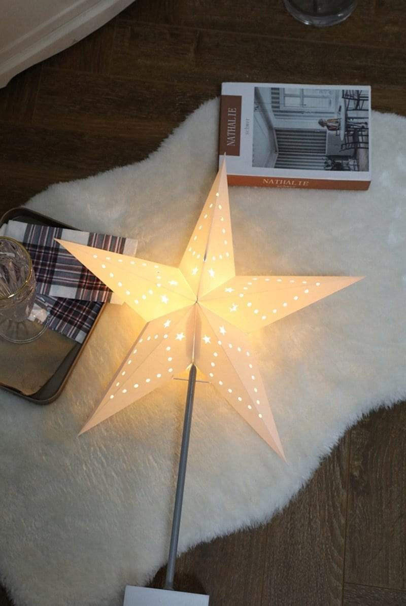 LED Star Table Lamp with Wooden Base - Warm Ambient Light for Bedroom and Living Room