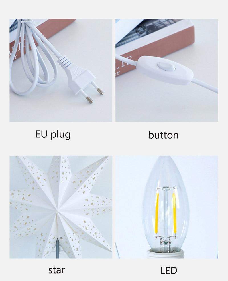 LED Star Table Lamp with Wooden Base - Warm Ambient Light for Bedroom and Living Room
