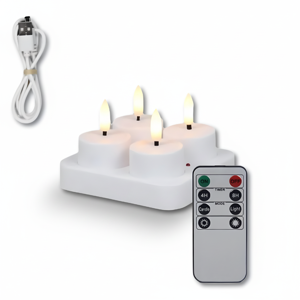 USB Rechargeable Flameless LED Candle Set with Remote Timer