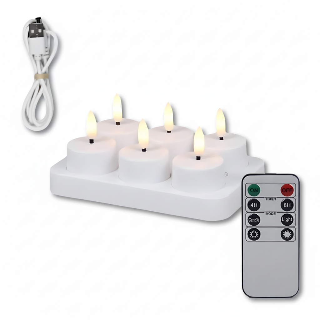 USB Rechargeable Flameless LED Candle Set with Remote Timer