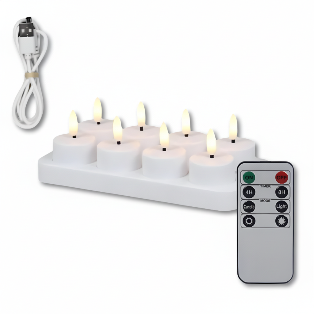 USB Rechargeable Flameless LED Candle Set with Remote Timer