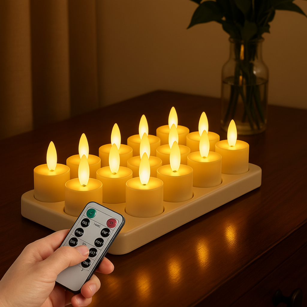 USB Rechargeable Flameless LED Candle Set with Remote Timer