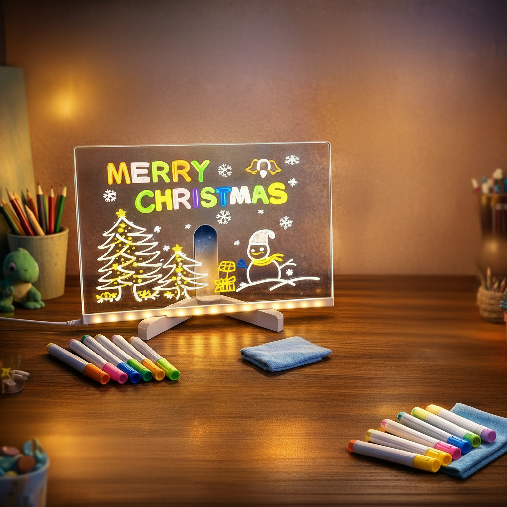 LED Acrylic Drawing Board for Kids with USB Light and Adjustable Stand