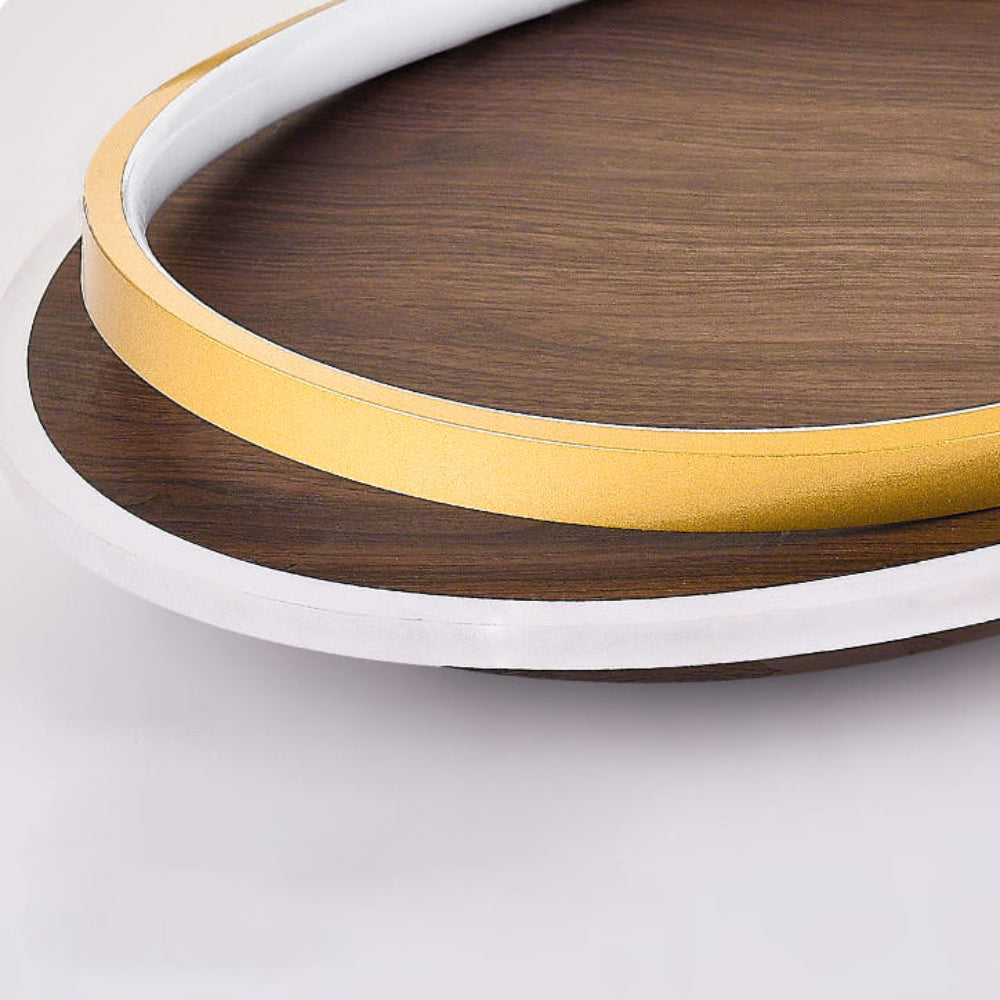 Modern LED Ceiling Lamp with Wood Finish and Glare-Free Light