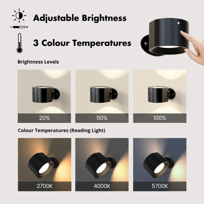 Rechargeable LED Wall Light with Magnetic Base and Adjustable Color Temperature