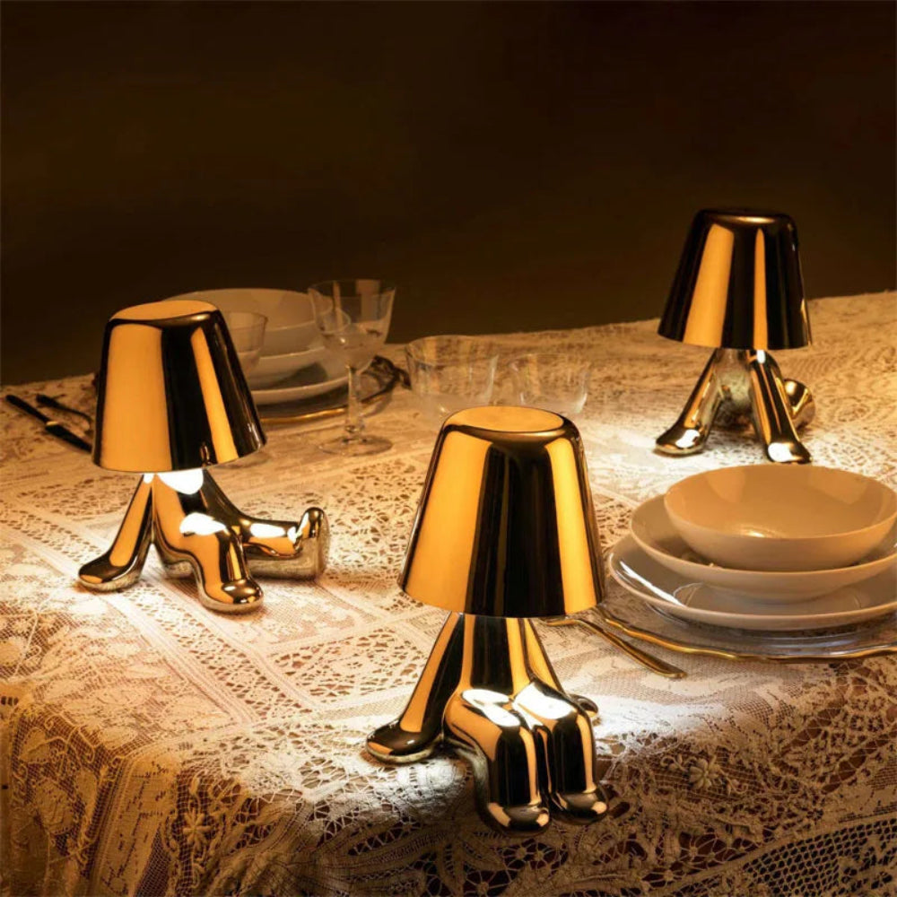 Sculptural Character LED Table Lamp with Rechargeable Battery