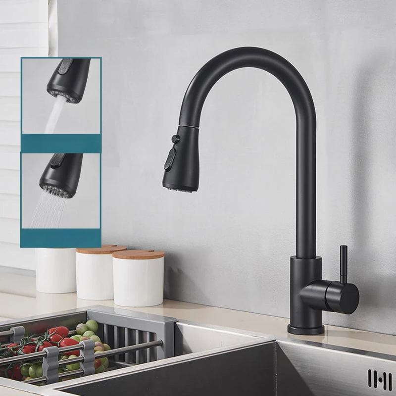 Stainless Steel Single Handle Pull-Out Kitchen Faucet