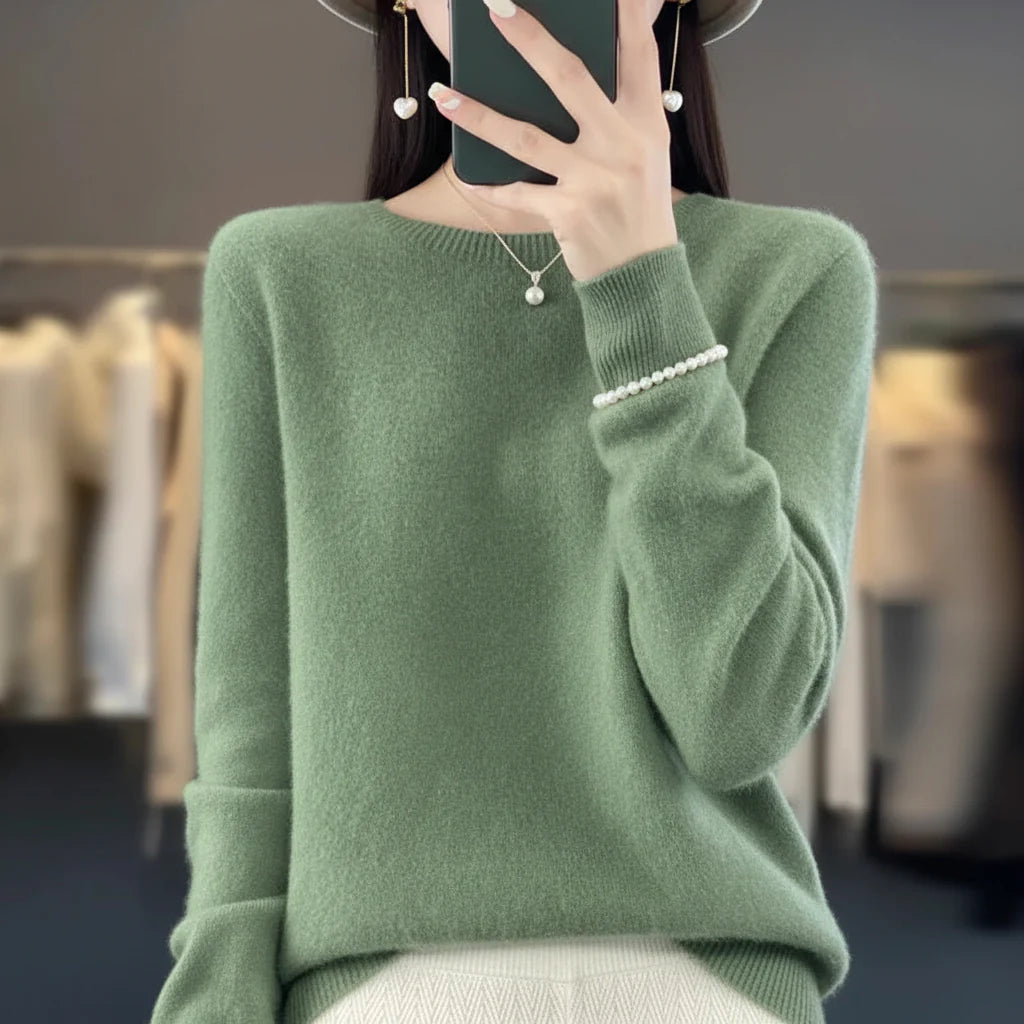 Cashmere Crewneck Pullover Sweater for Women