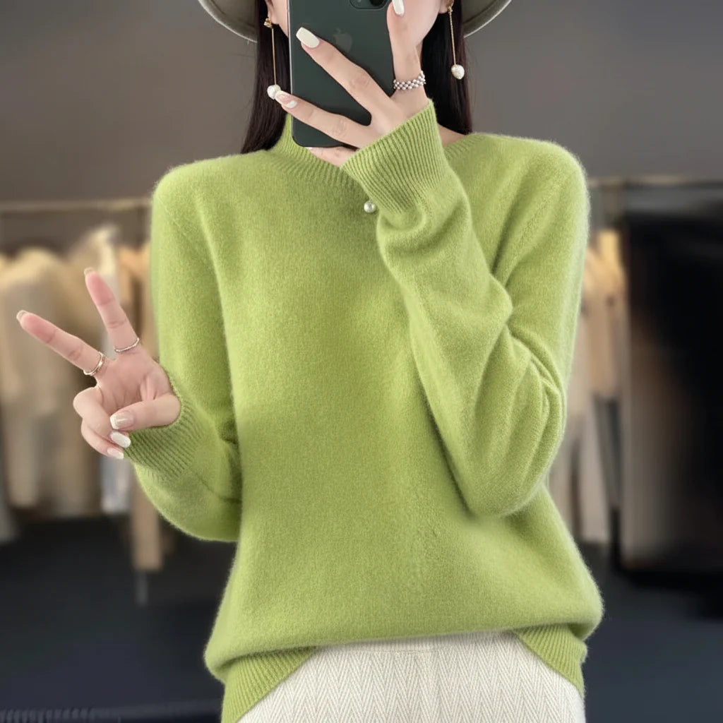 Cashmere Crewneck Pullover Sweater for Women