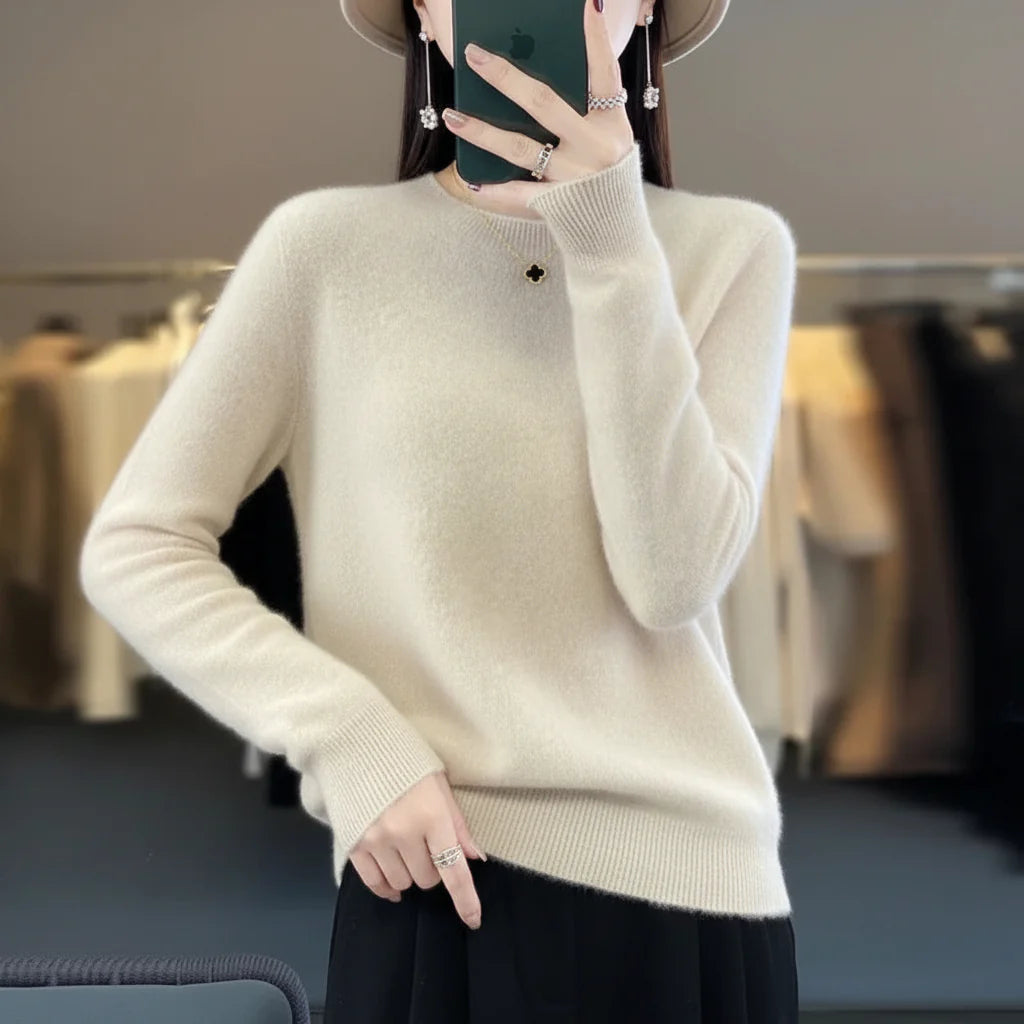 Cashmere Crewneck Pullover Sweater for Women