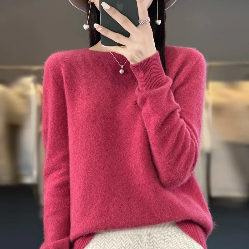 Cashmere Crewneck Pullover Sweater for Women