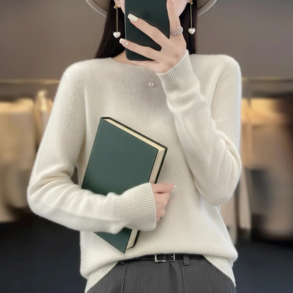 Cashmere Crewneck Pullover Sweater for Women
