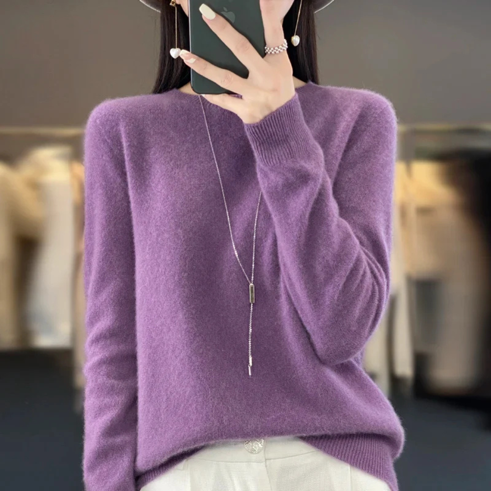 Cashmere Crewneck Pullover Sweater for Women