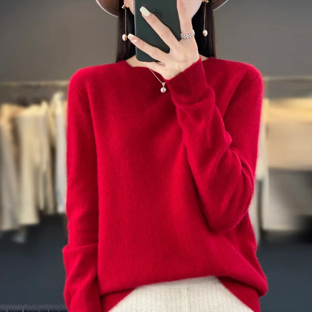 Cashmere Crewneck Pullover Sweater for Women