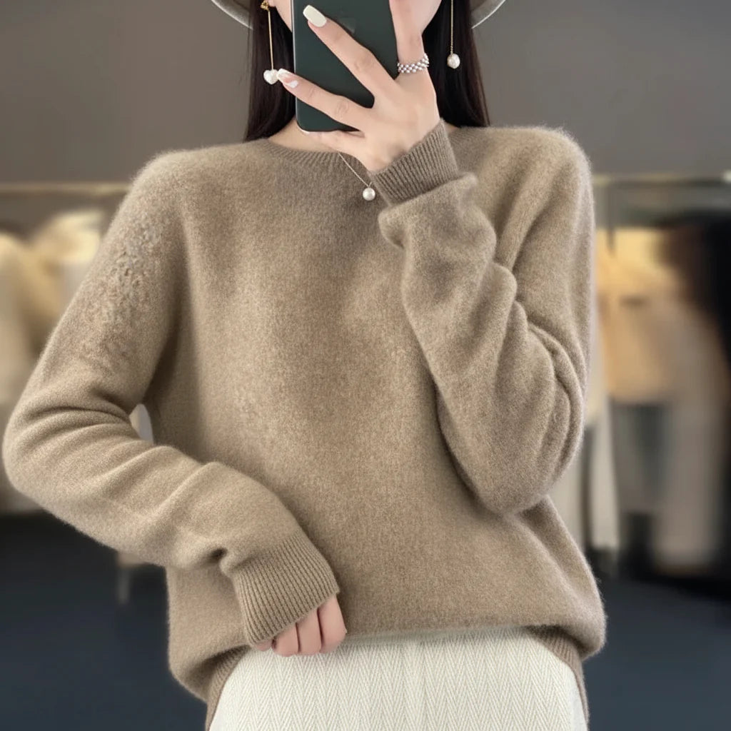 Cashmere Crewneck Pullover Sweater for Women