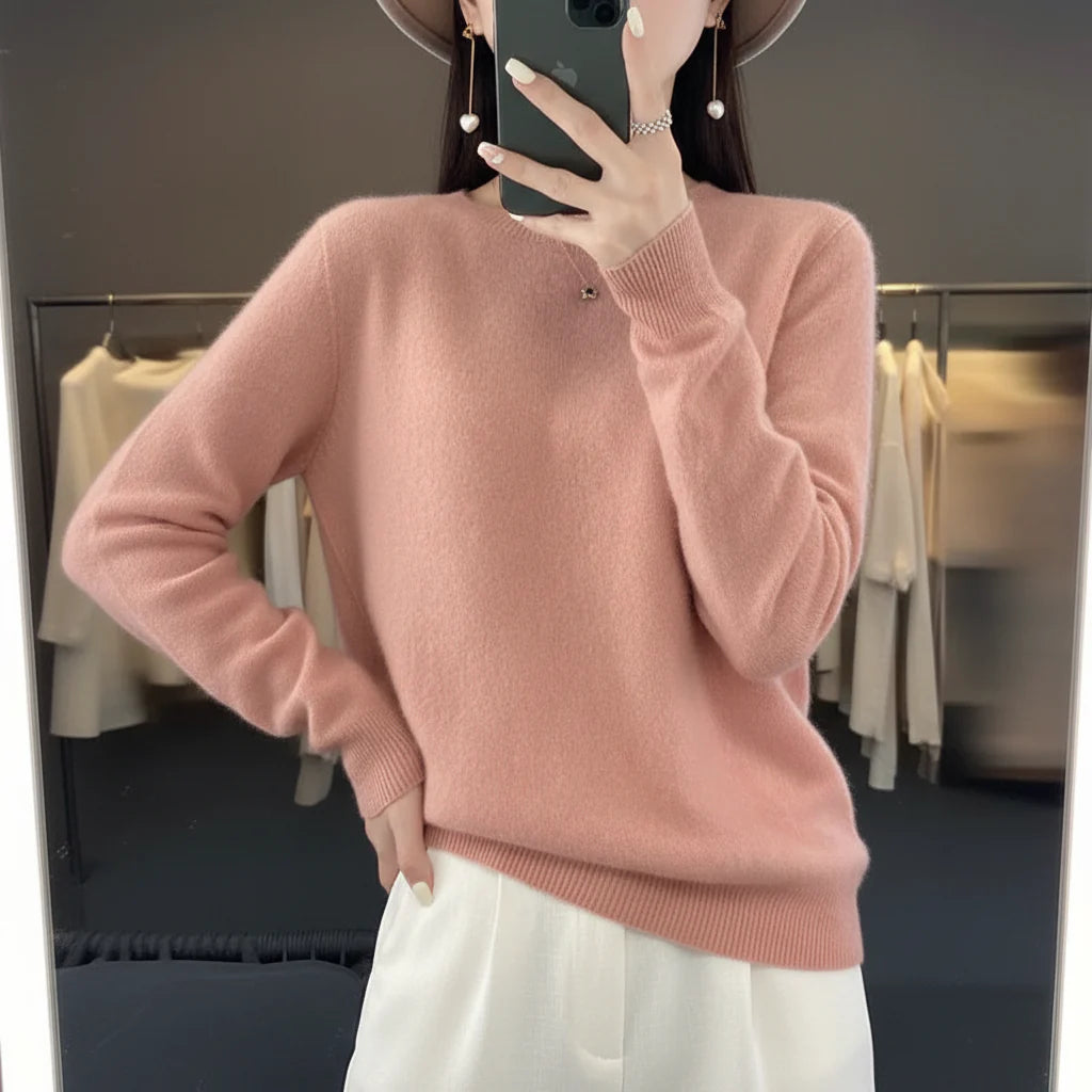 Cashmere Crewneck Pullover Sweater for Women