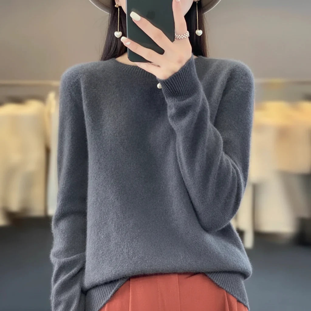 Cashmere Crewneck Pullover Sweater for Women