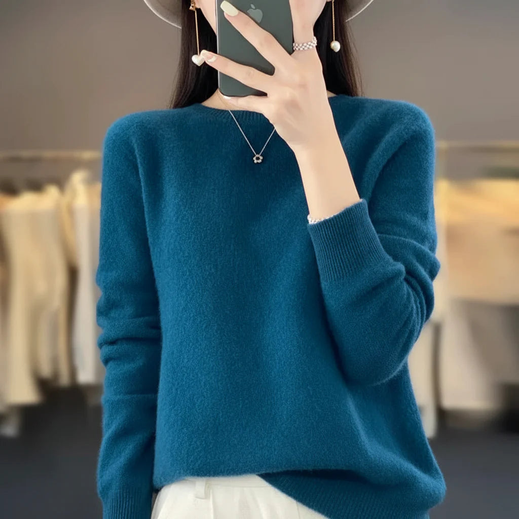 Cashmere Crewneck Pullover Sweater for Women